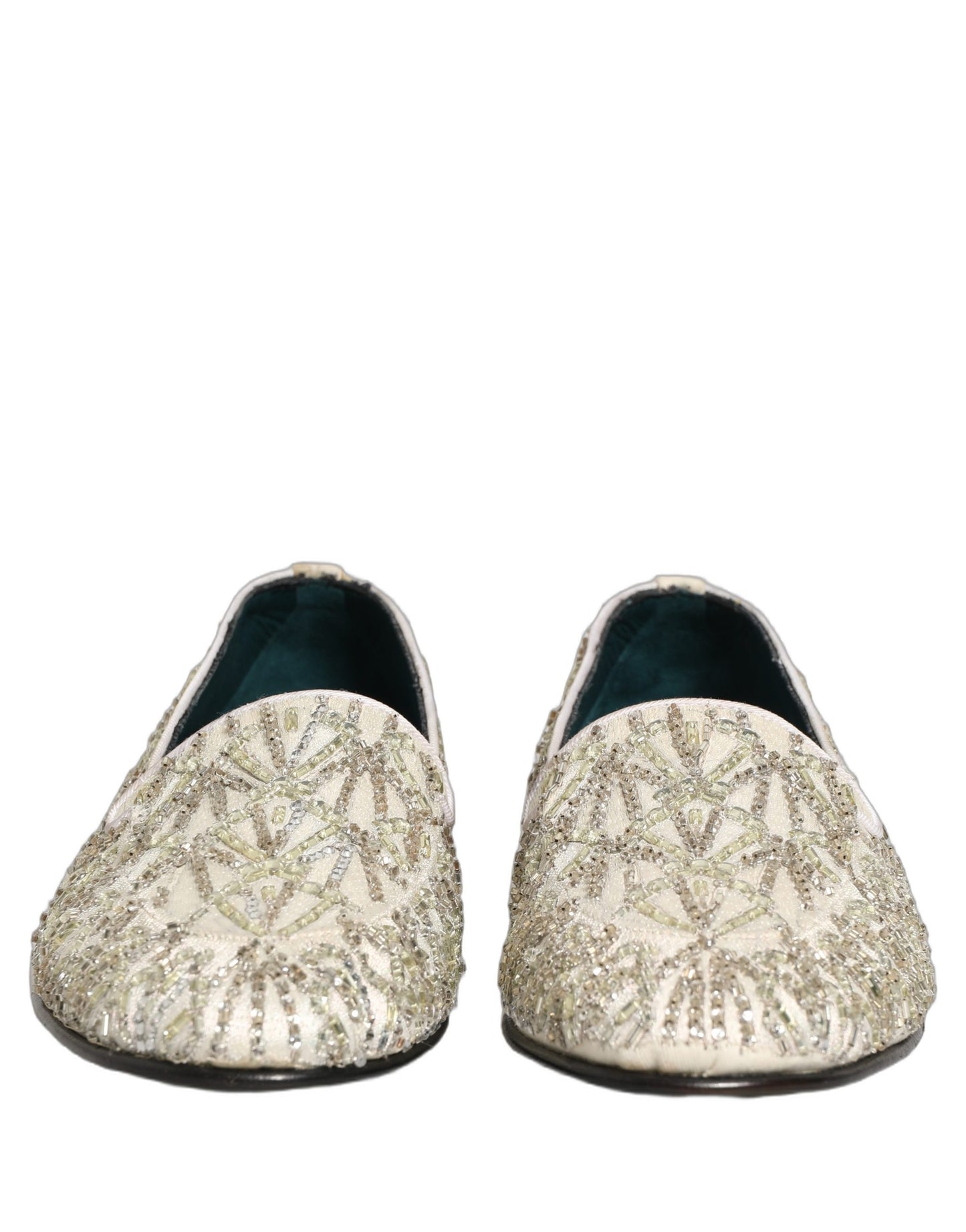 Chaussures mocassins Dolce & Gabbana en velours blanc brodé