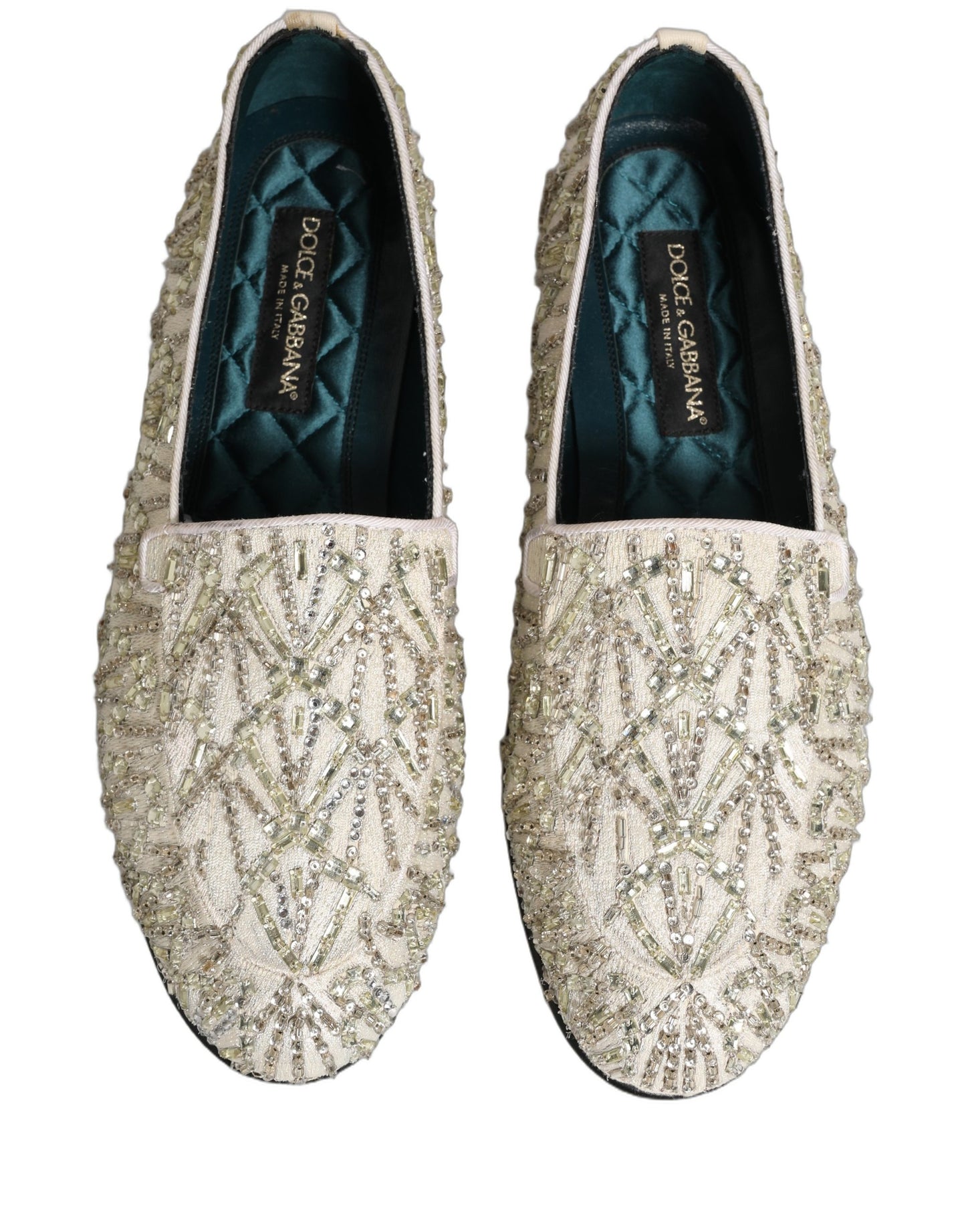Chaussures mocassins Dolce & Gabbana en velours blanc brodé