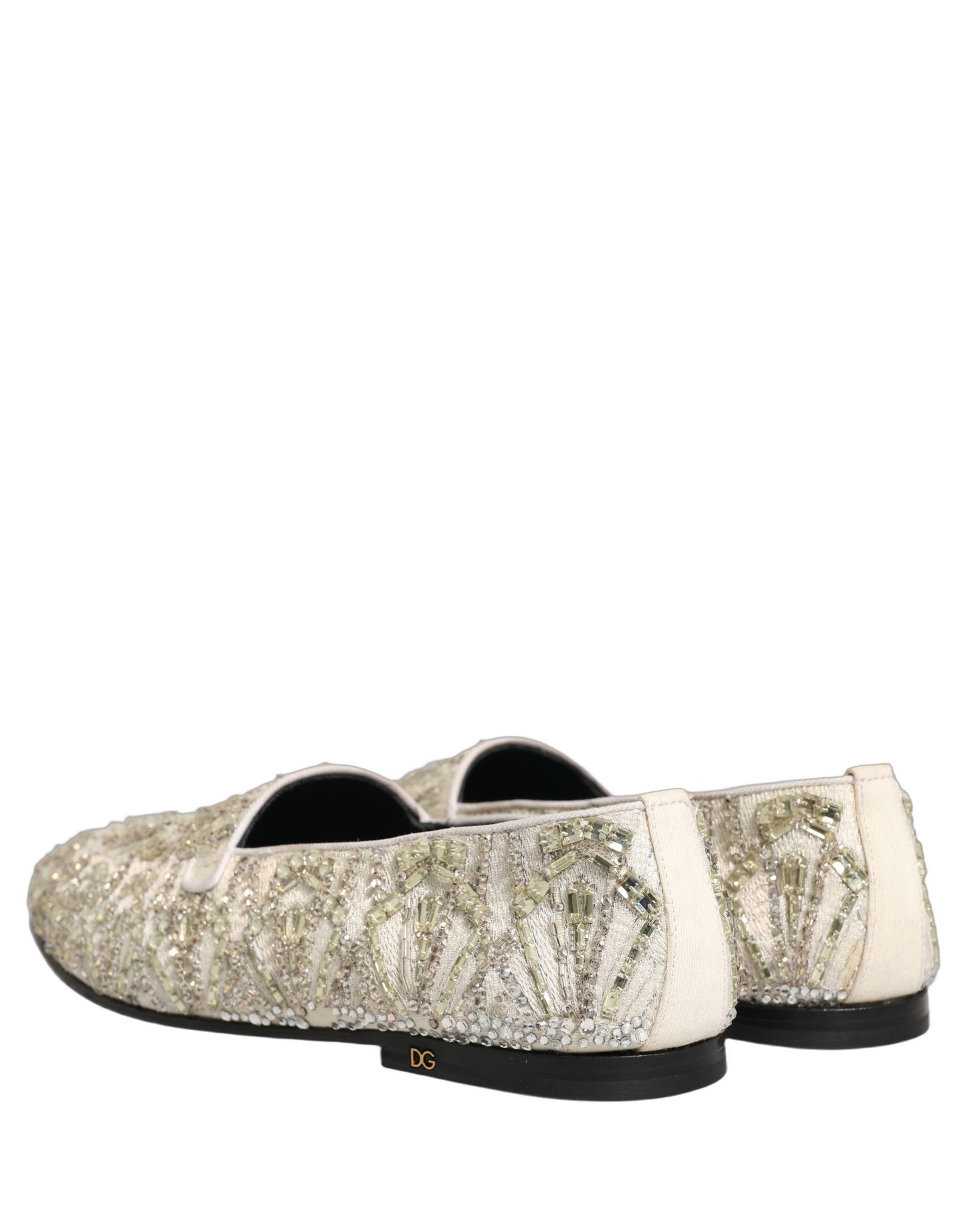 Chaussures mocassins Dolce & Gabbana en velours blanc brodé