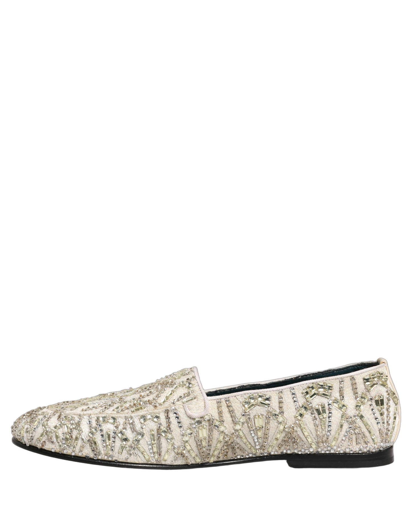Chaussures mocassins Dolce & Gabbana en velours blanc brodé