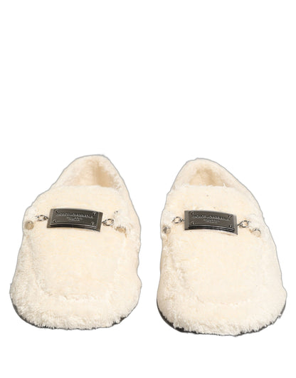 Zapatos mocasines de vestir para hombre Dolce & Gabbana de piel de oveja blanca