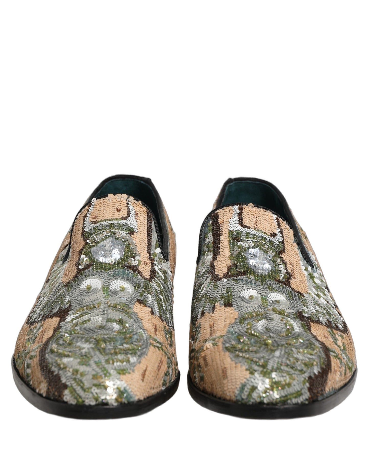 Zapatos Mocasín Dolce & Gabbana Beige Bordados de Lentejuelas