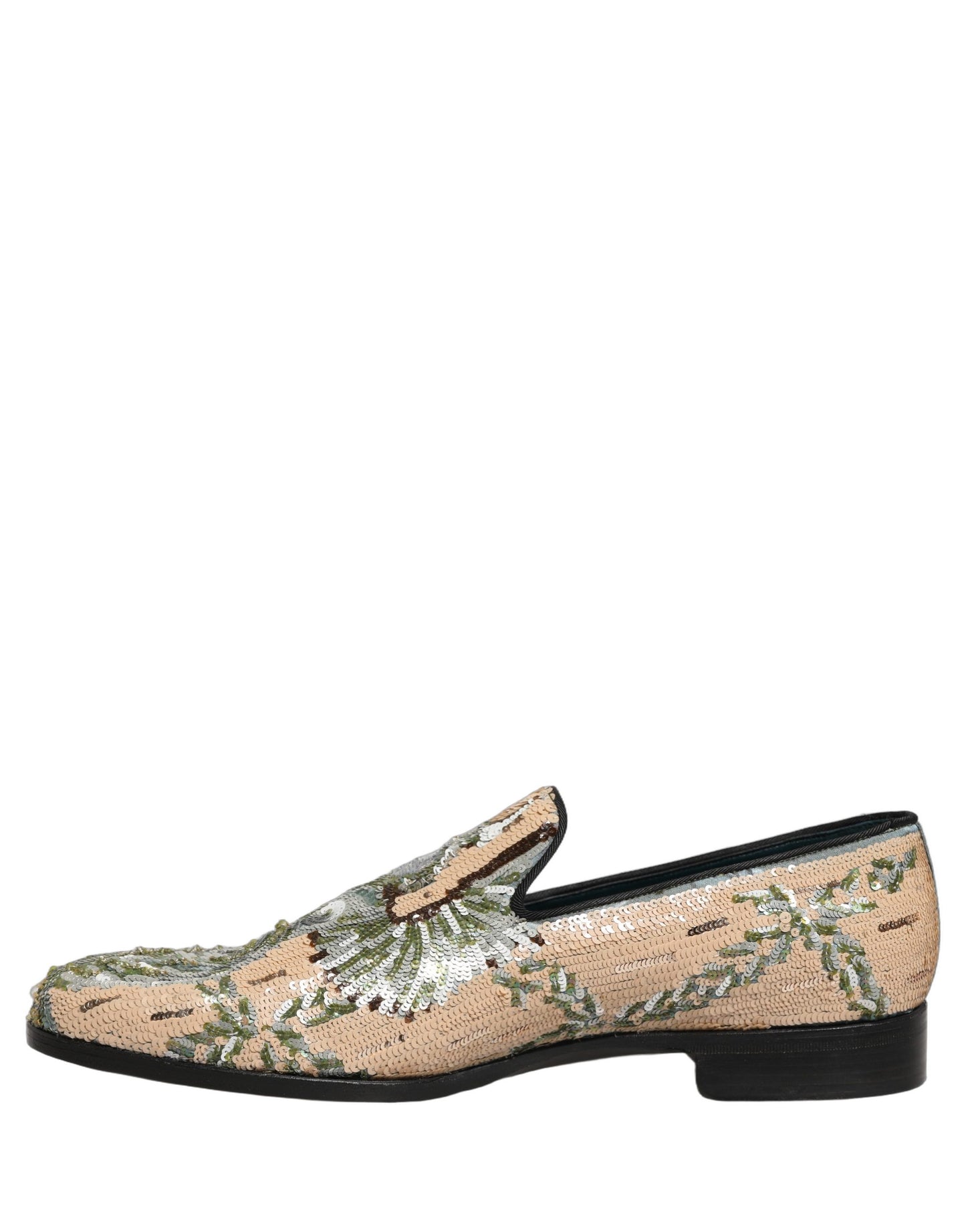 Zapatos Mocasín Dolce & Gabbana Beige Bordados de Lentejuelas