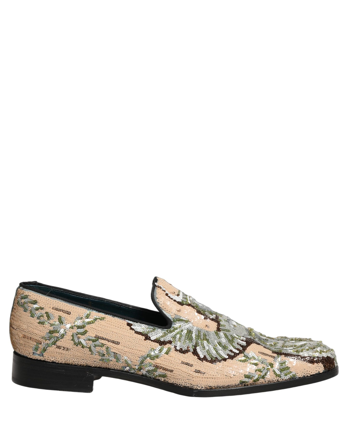 Zapatos Mocasín Dolce & Gabbana Beige Bordados de Lentejuelas