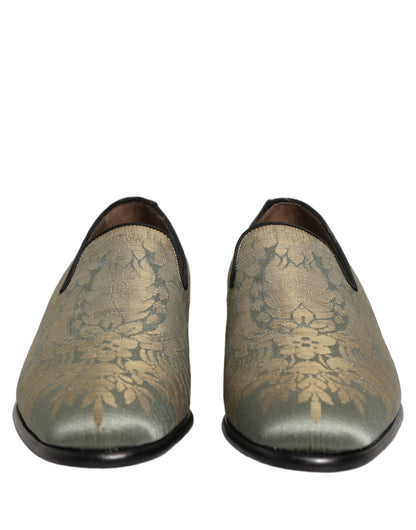 Chaussures mocassins à enfiler en jacquard floral doré Dolce & Gabbana