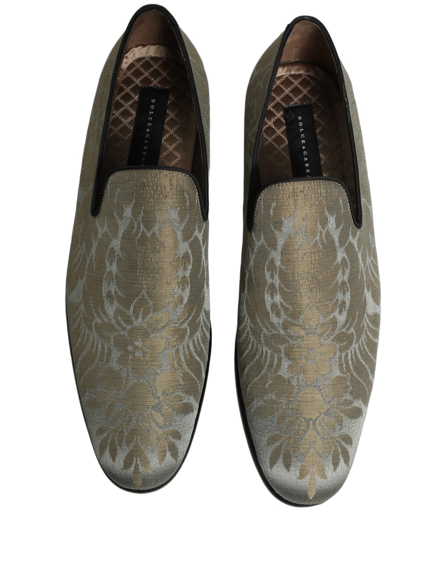 Chaussures mocassins à enfiler en jacquard floral doré Dolce & Gabbana