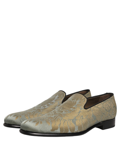Chaussures mocassins à enfiler en jacquard floral doré Dolce & Gabbana