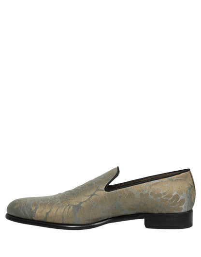 Chaussures mocassins à enfiler en jacquard floral doré Dolce & Gabbana