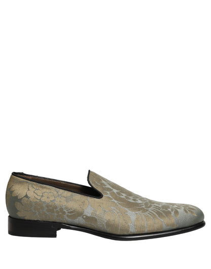 Chaussures mocassins à enfiler en jacquard floral doré Dolce & Gabbana