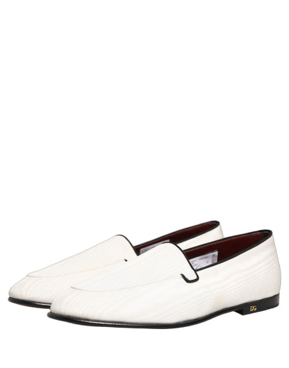 Zapatos mocasines planos Dolce & Gabbana de terciopelo blanco para hombre