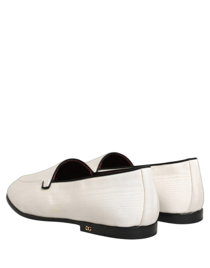 Zapatos mocasines planos Dolce & Gabbana de terciopelo blanco para hombre