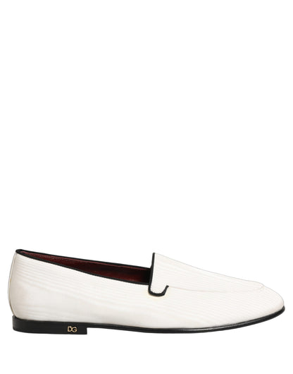 Zapatos mocasines planos Dolce & Gabbana de terciopelo blanco para hombre