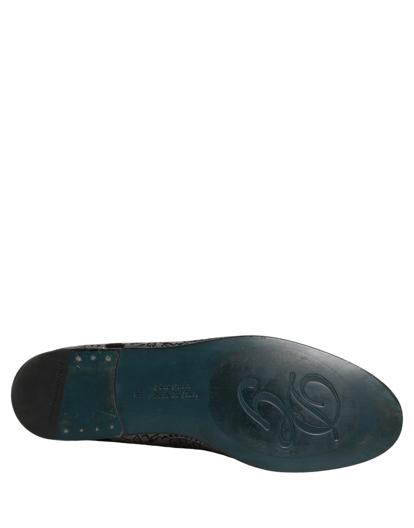 Zapatos Mocasines sin Cordones de Piel Jacquard Plateados Dolce & Gabbana