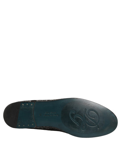 Zapatos Mocasines sin Cordones de Piel Jacquard Plateados Dolce & Gabbana