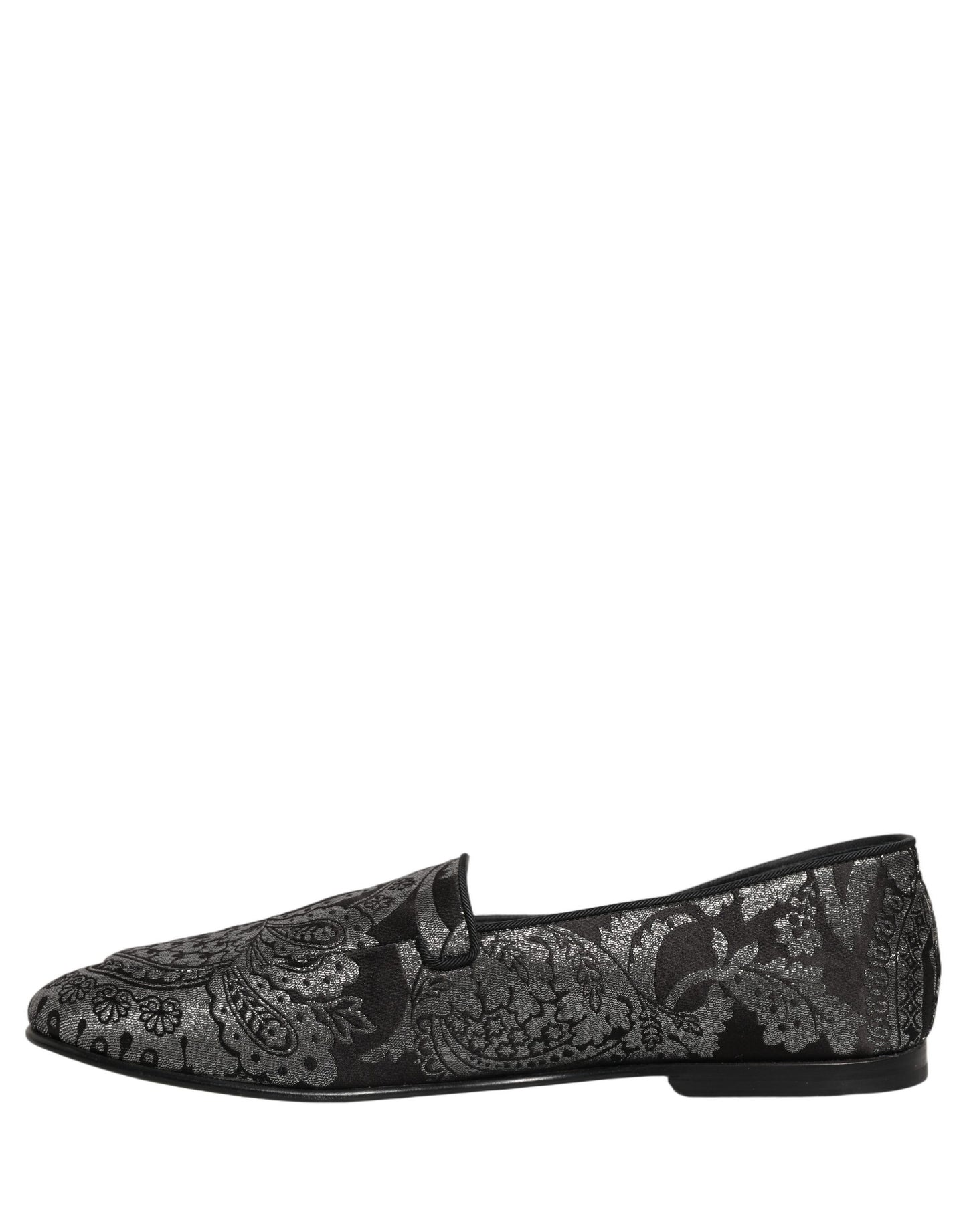 Zapatos Mocasines sin Cordones de Piel Jacquard Plateados Dolce & Gabbana