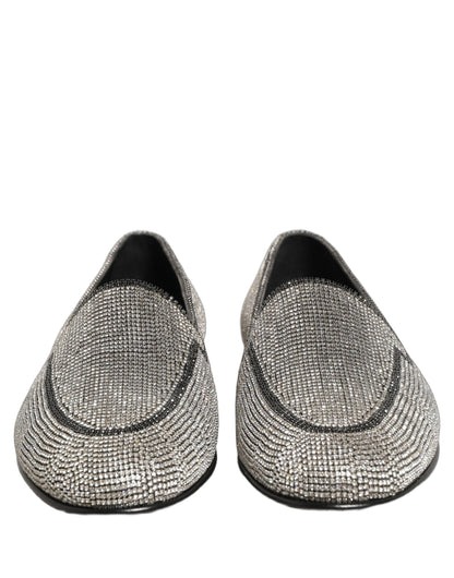 Zapatos mocasines Dolce & Gabbana de hombre con adornos de cristal plateado