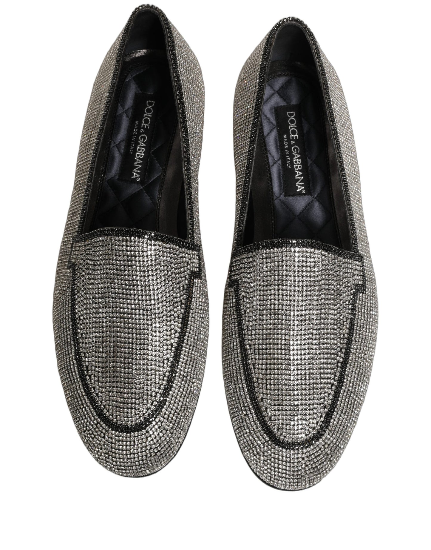 Zapatos mocasines Dolce & Gabbana de hombre con adornos de cristal plateado