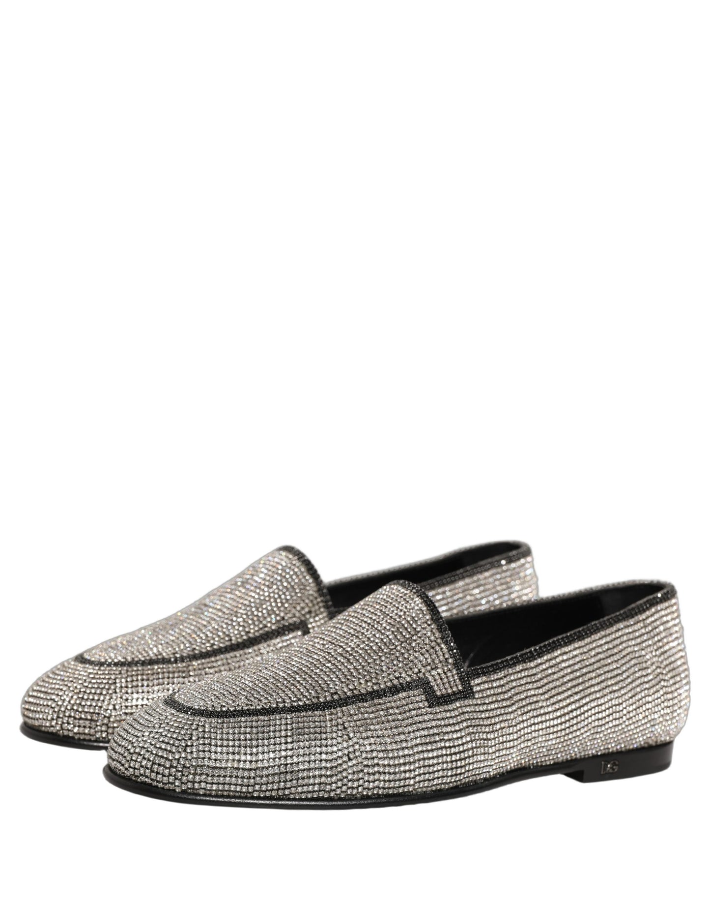 Zapatos mocasines Dolce & Gabbana de hombre con adornos de cristal plateado
