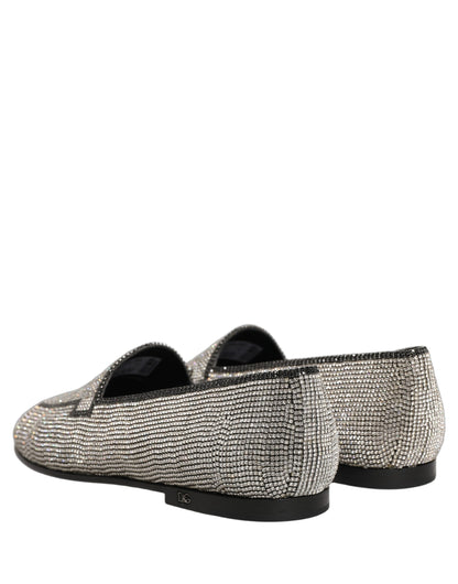 Zapatos mocasines Dolce & Gabbana de hombre con adornos de cristal plateado