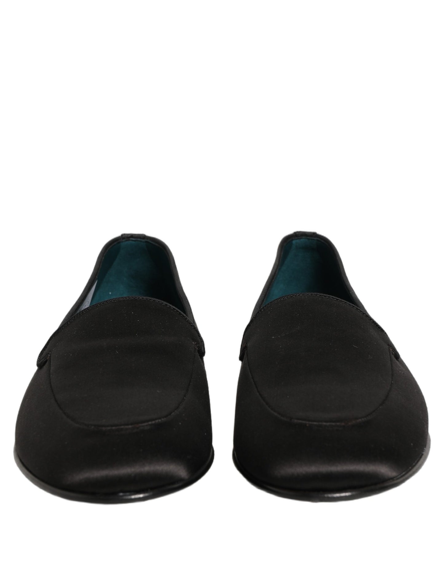 Zapatos mocasines planos Dolce & Gabbana de raso negro con logo