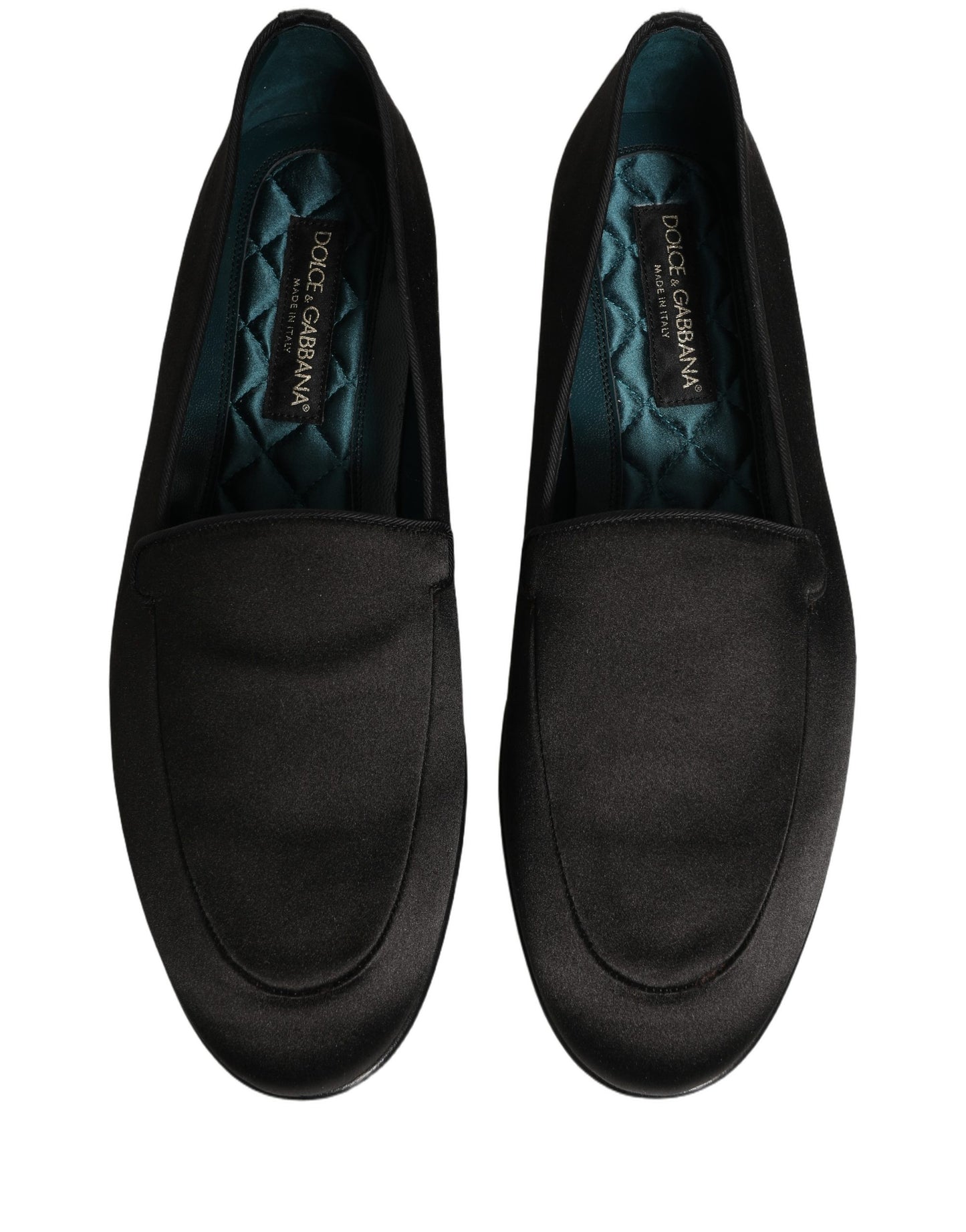 Zapatos mocasines planos Dolce & Gabbana de raso negro con logo