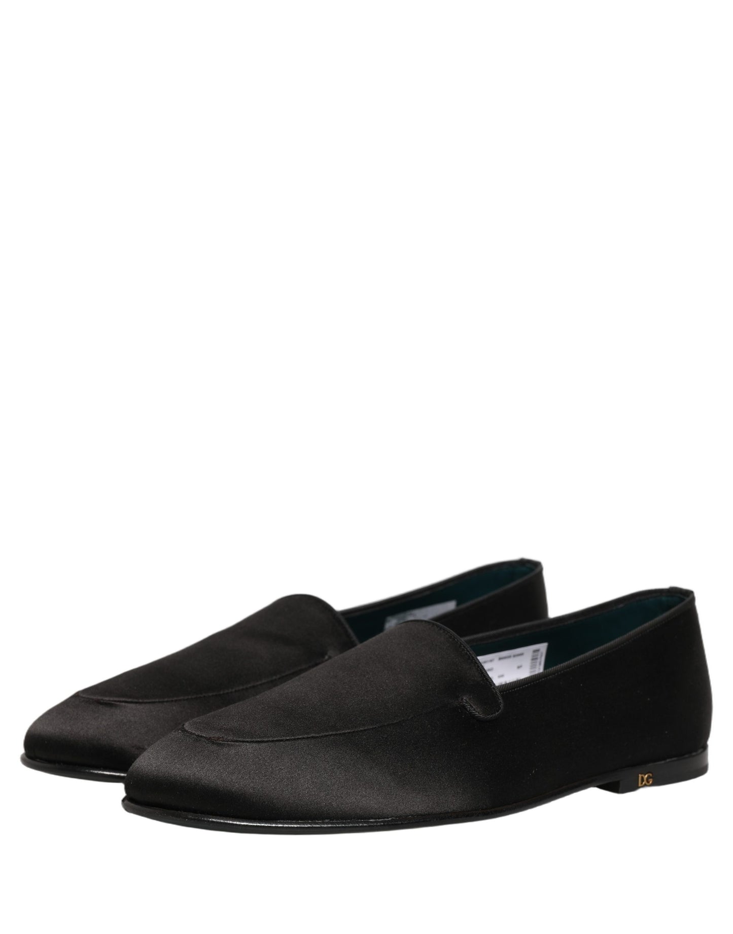 Zapatos mocasines planos Dolce & Gabbana de raso negro con logo