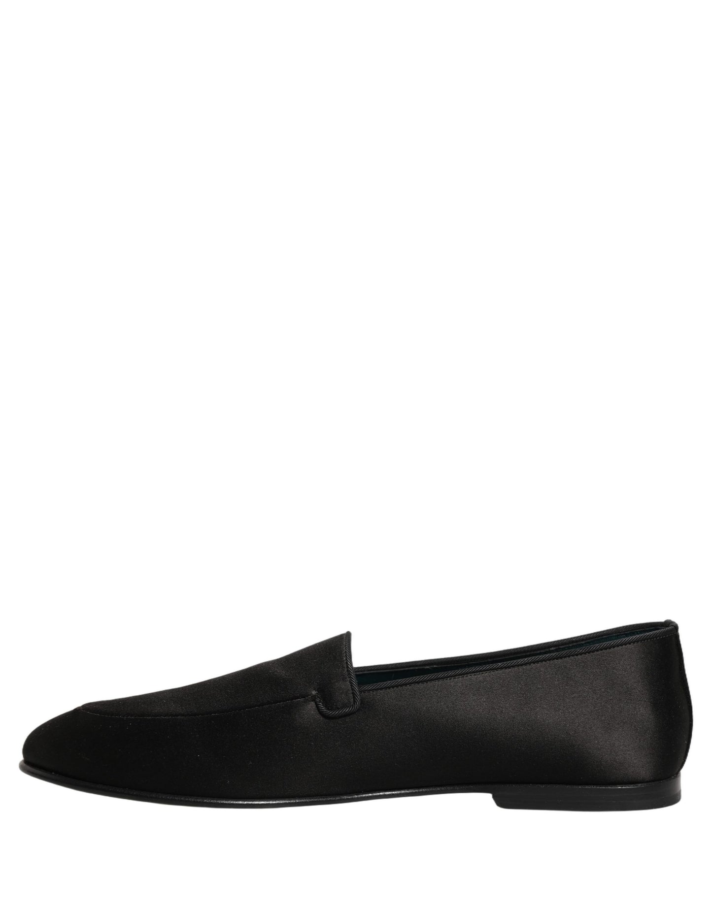 Zapatos mocasines planos Dolce & Gabbana de raso negro con logo