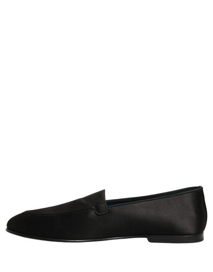 Zapatos mocasines planos Dolce & Gabbana de raso negro con logo