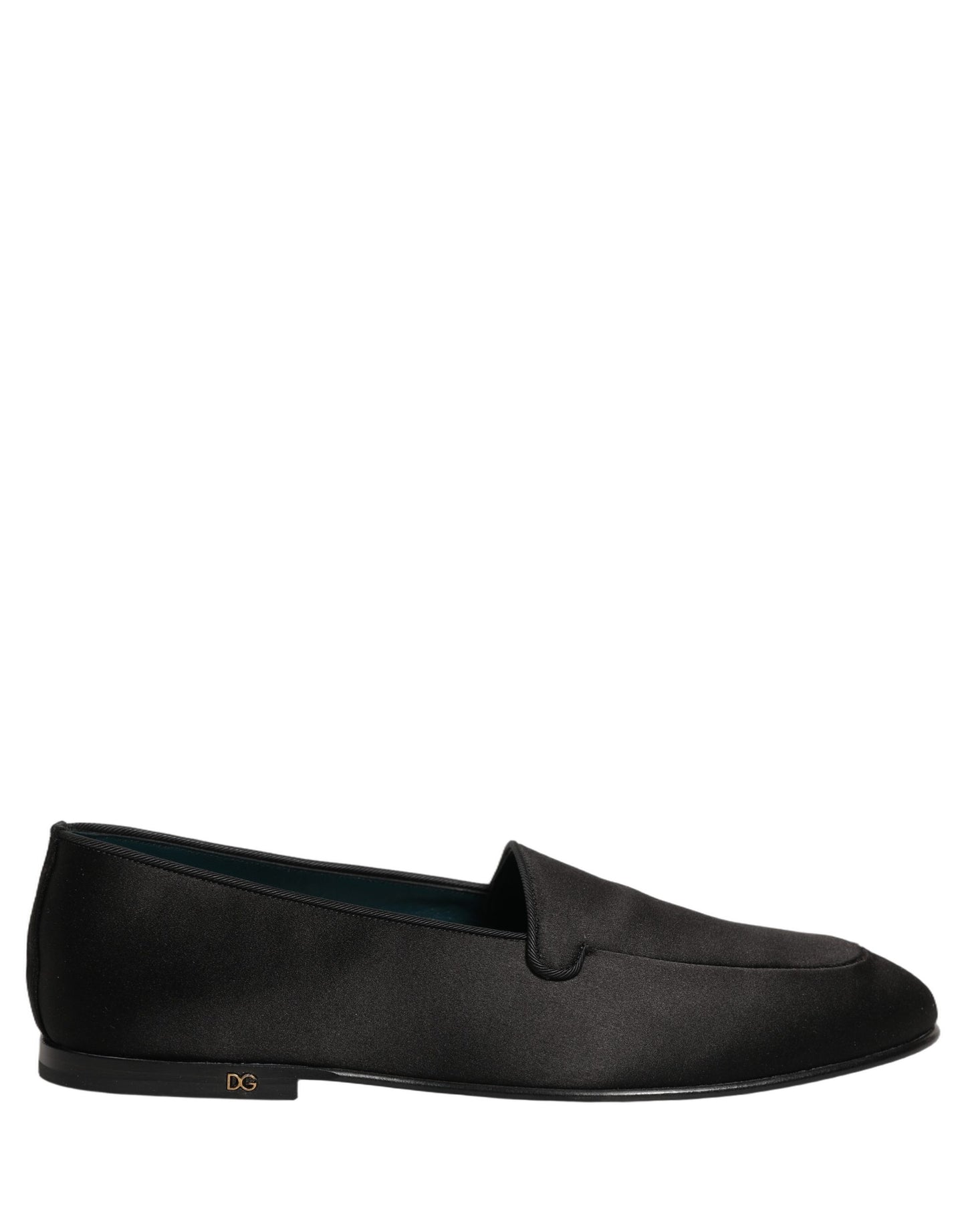 Zapatos mocasines planos Dolce & Gabbana de raso negro con logo