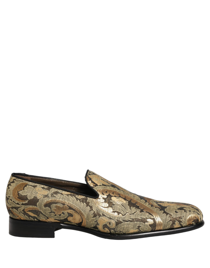 Zapatos Mocasines de Vestir para Hombre Slip On de Brocado Dorado Dolce & Gabbana