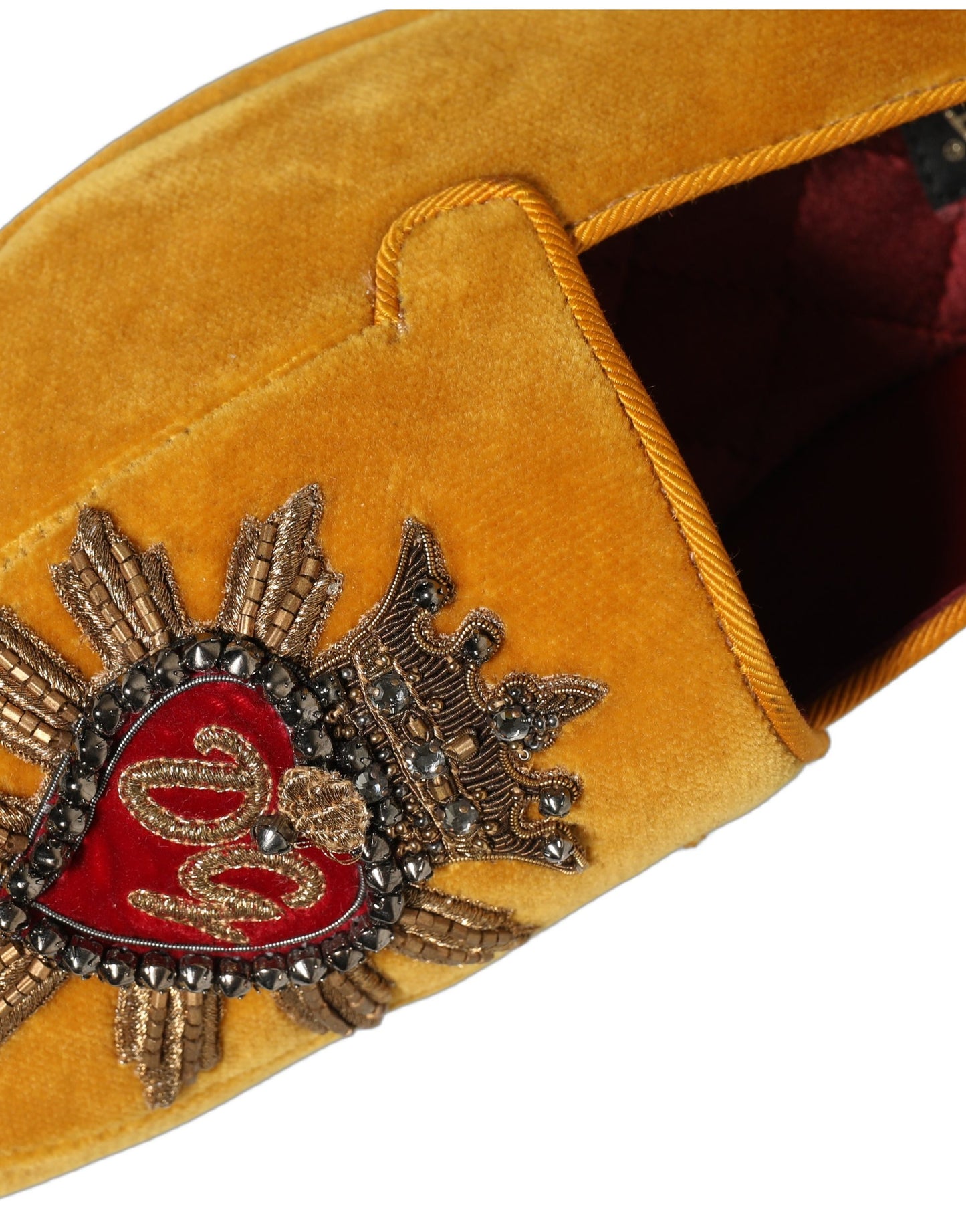 Chaussures plates Dolce & Gabbana en velours jaune DG cœur
