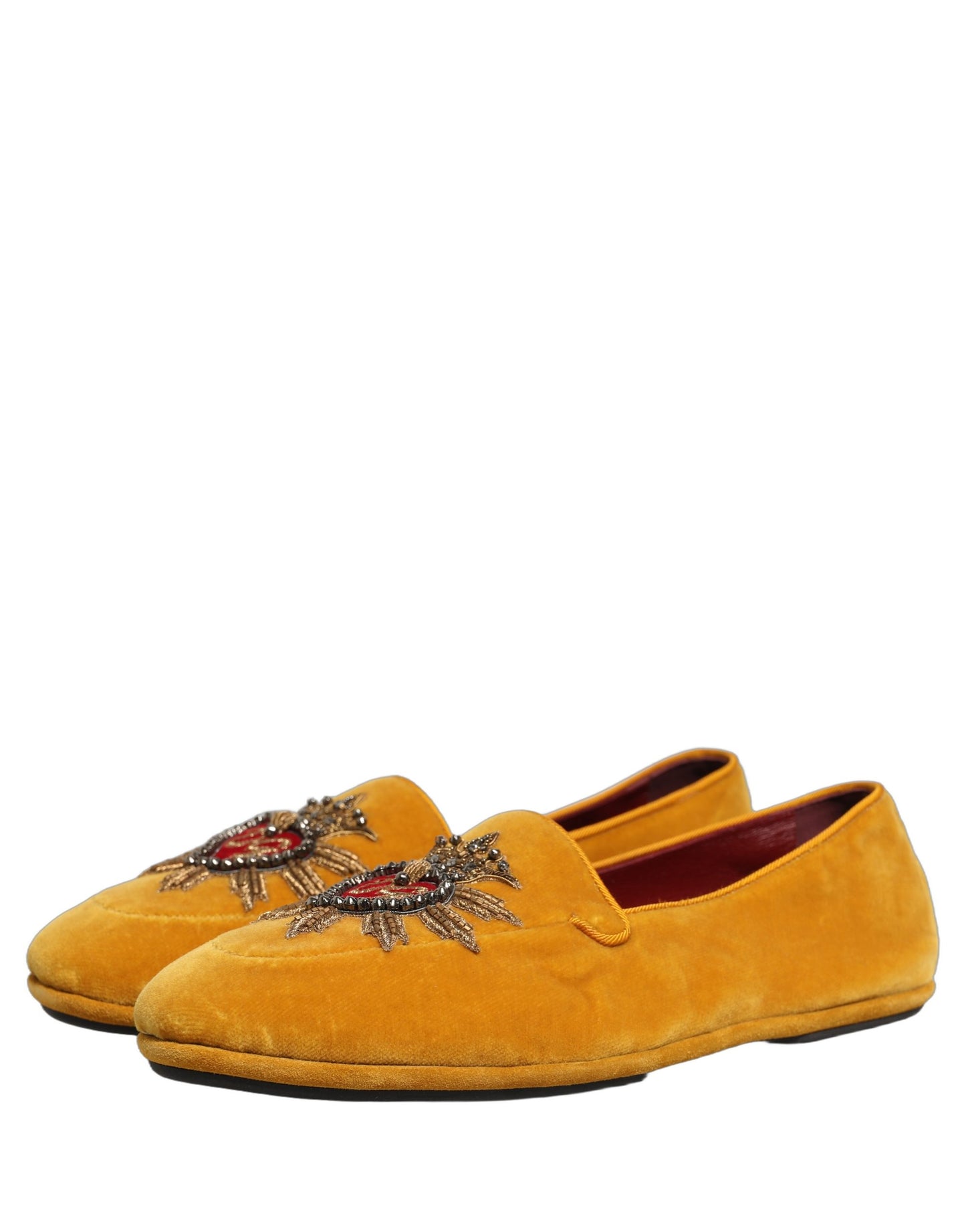 Chaussures plates Dolce & Gabbana en velours jaune DG cœur