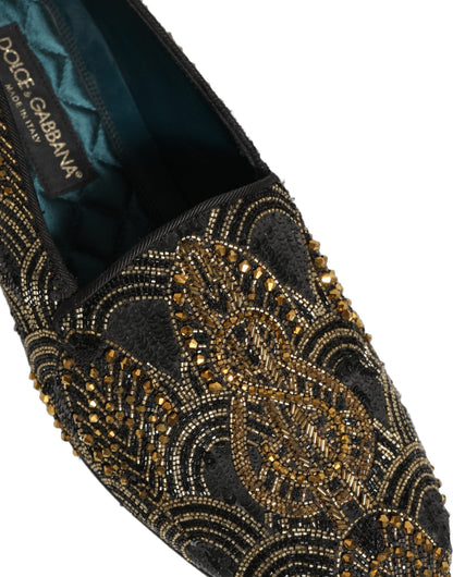 Mocassins Dolce & Gabbana noirs ornés de doré