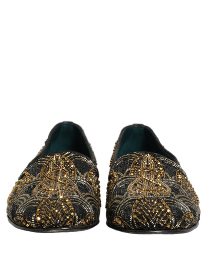 Mocassins Dolce & Gabbana noirs ornés de doré