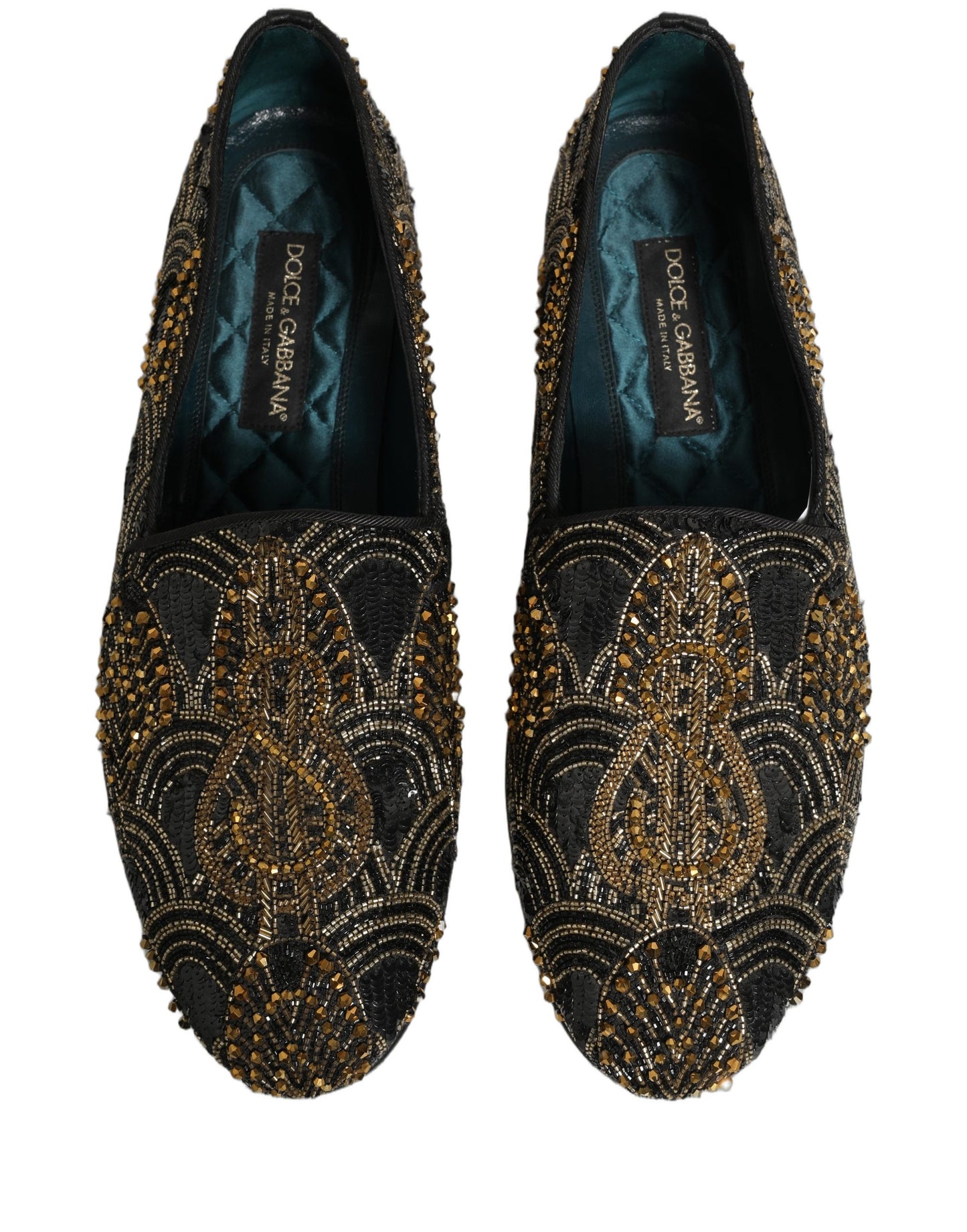 Mocassins Dolce & Gabbana noirs ornés de doré