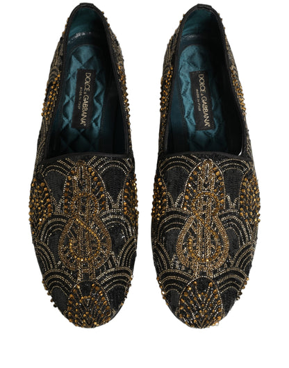 Mocassins Dolce & Gabbana noirs ornés de doré