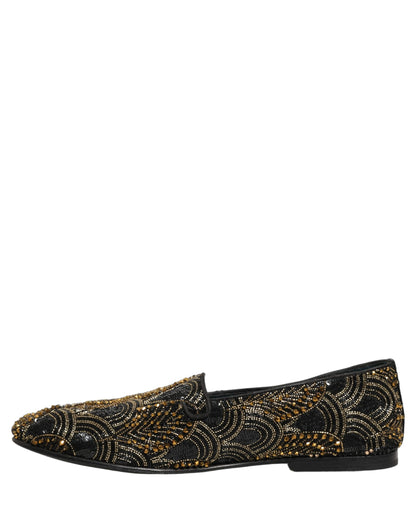 Mocassins Dolce & Gabbana noirs ornés de doré