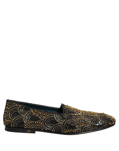 Mocassins Dolce & Gabbana noirs ornés de doré