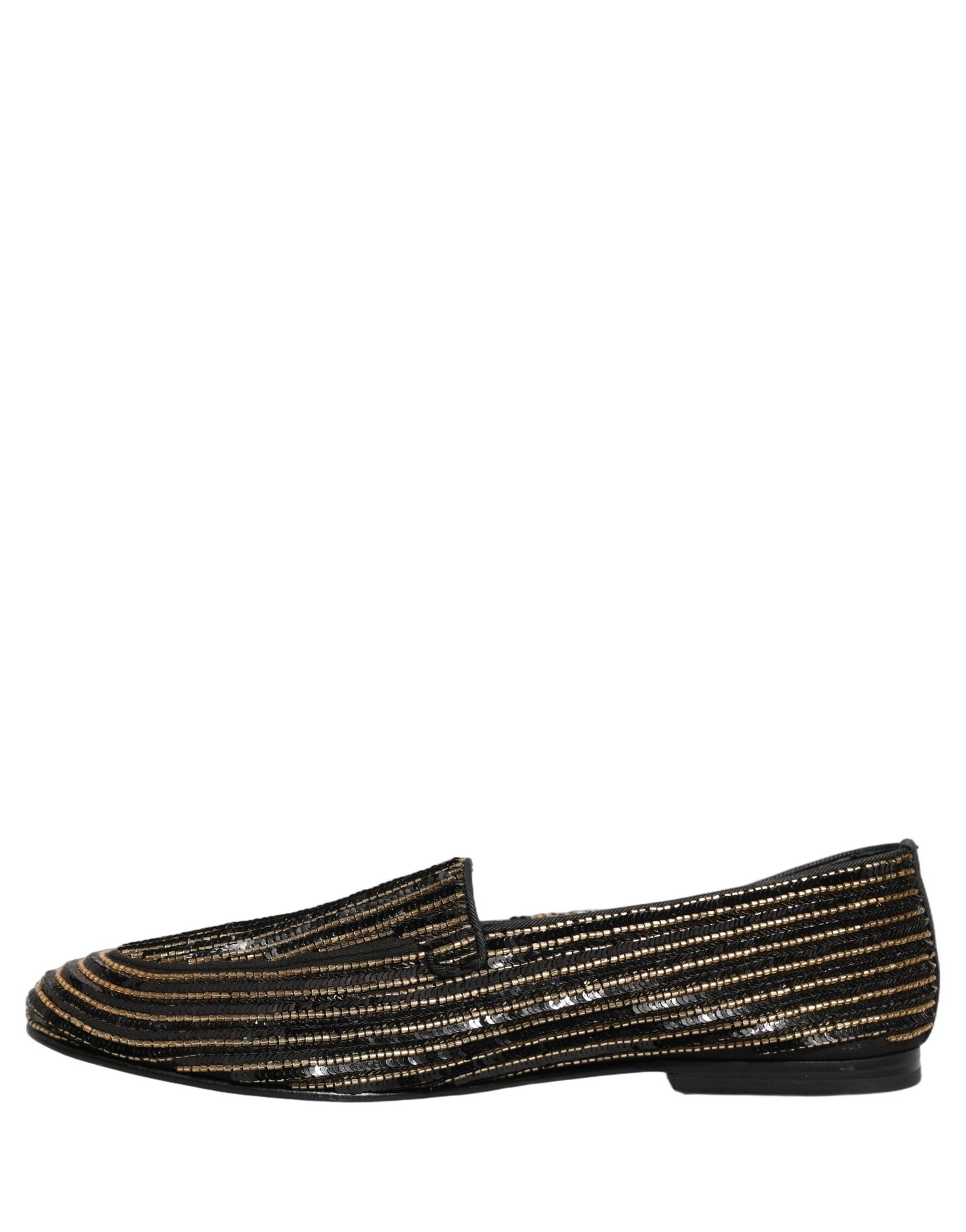 Zapatos mocasines de vestir para hombre Dolce & Gabbana negros dorados con lentejuelas