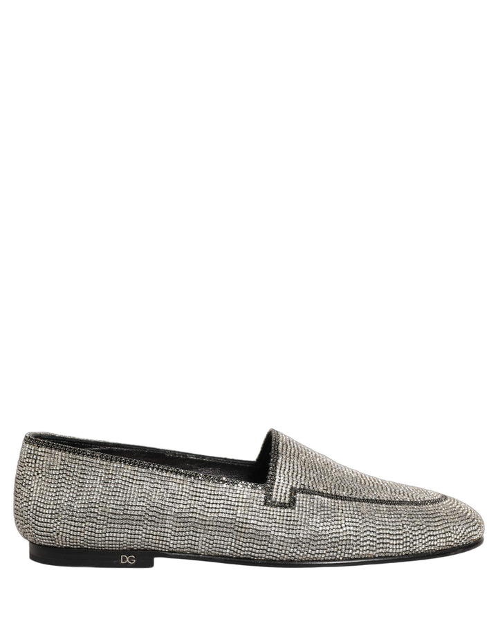 Zapatos mocasines Dolce & Gabbana de hombre con adornos de cristal plateado