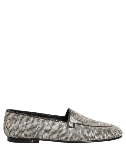 Mocassins pour Hommes Dolce & Gabbana en Argent Ornés de Cristaux