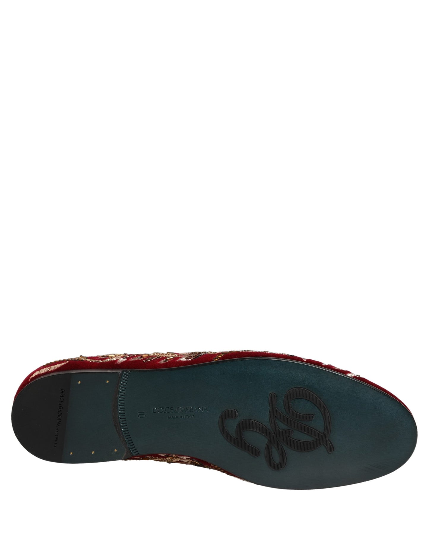 Chaussures mocassins Dolce & Gabbana en velours rouge brodé de fleurs