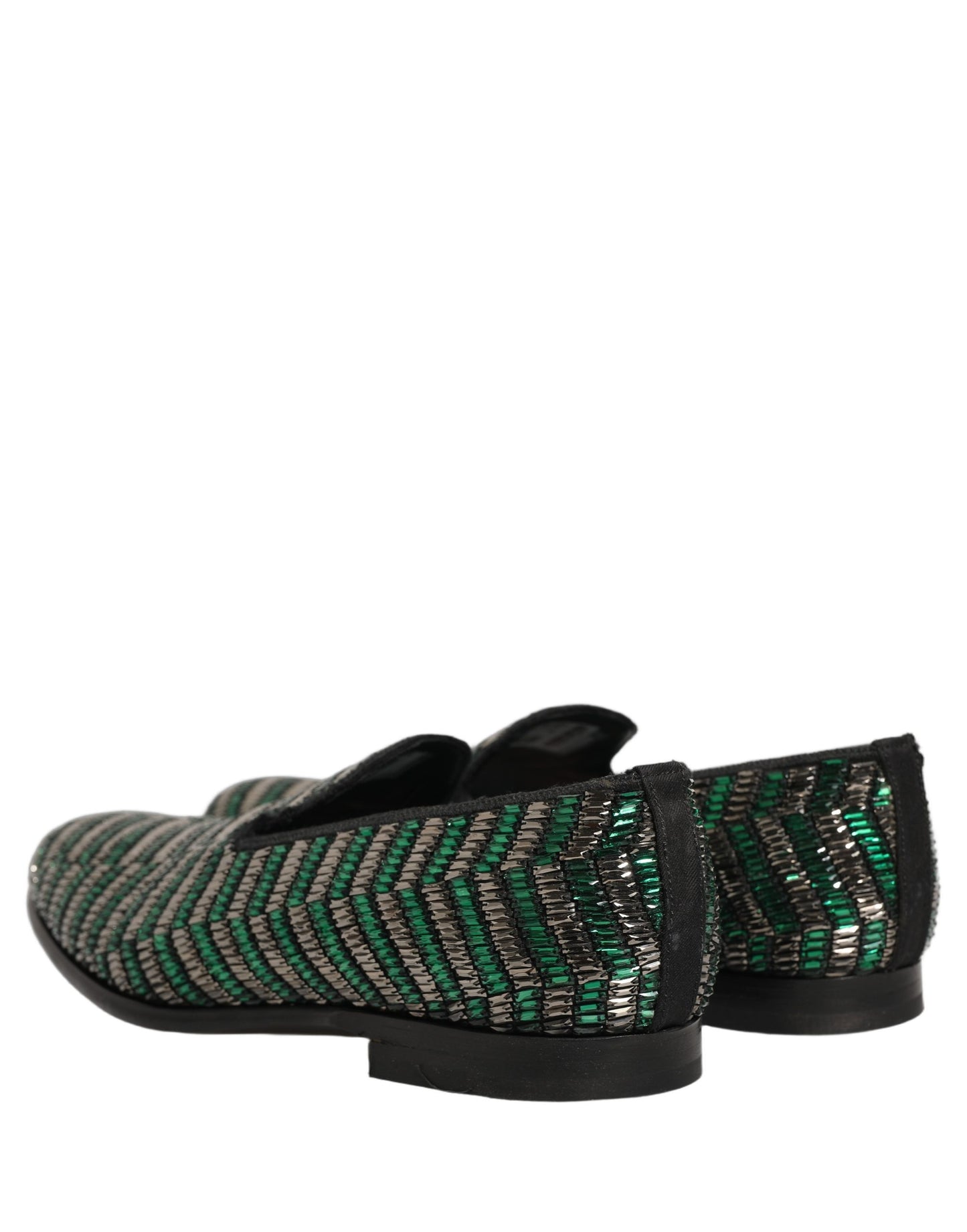 Zapatos mocasines Dolce & Gabbana plateados verdes con adornos