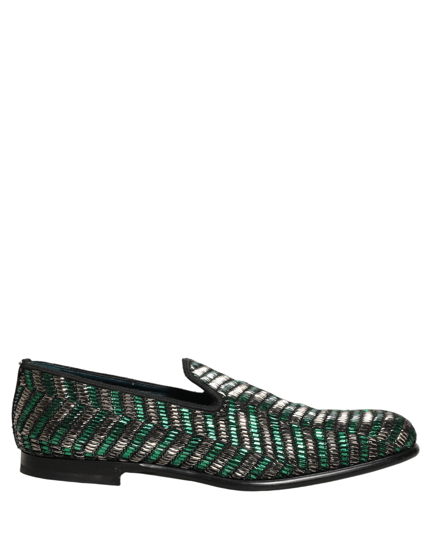 Zapatos mocasines Dolce & Gabbana plateados verdes con adornos