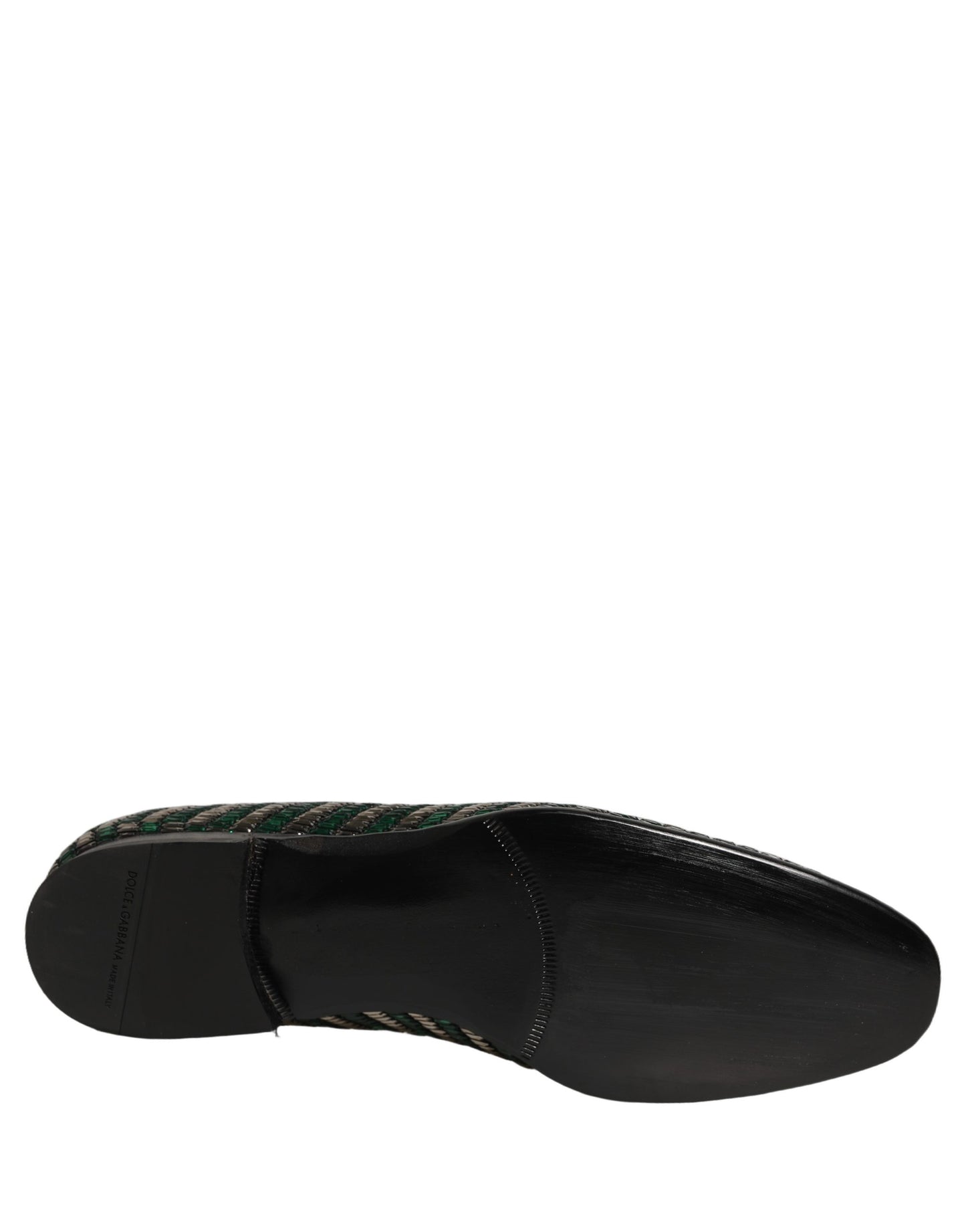 Zapatos mocasines Dolce & Gabbana plateados verdes con adornos