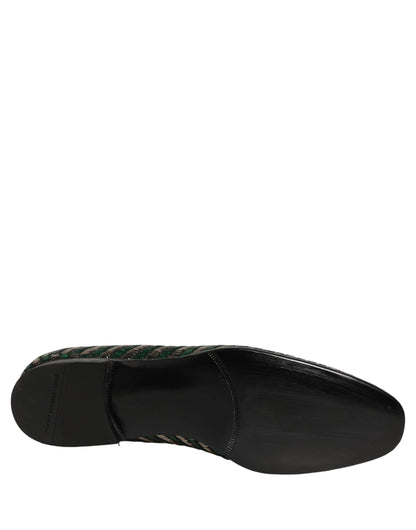 Zapatos mocasines Dolce & Gabbana plateados verdes con adornos