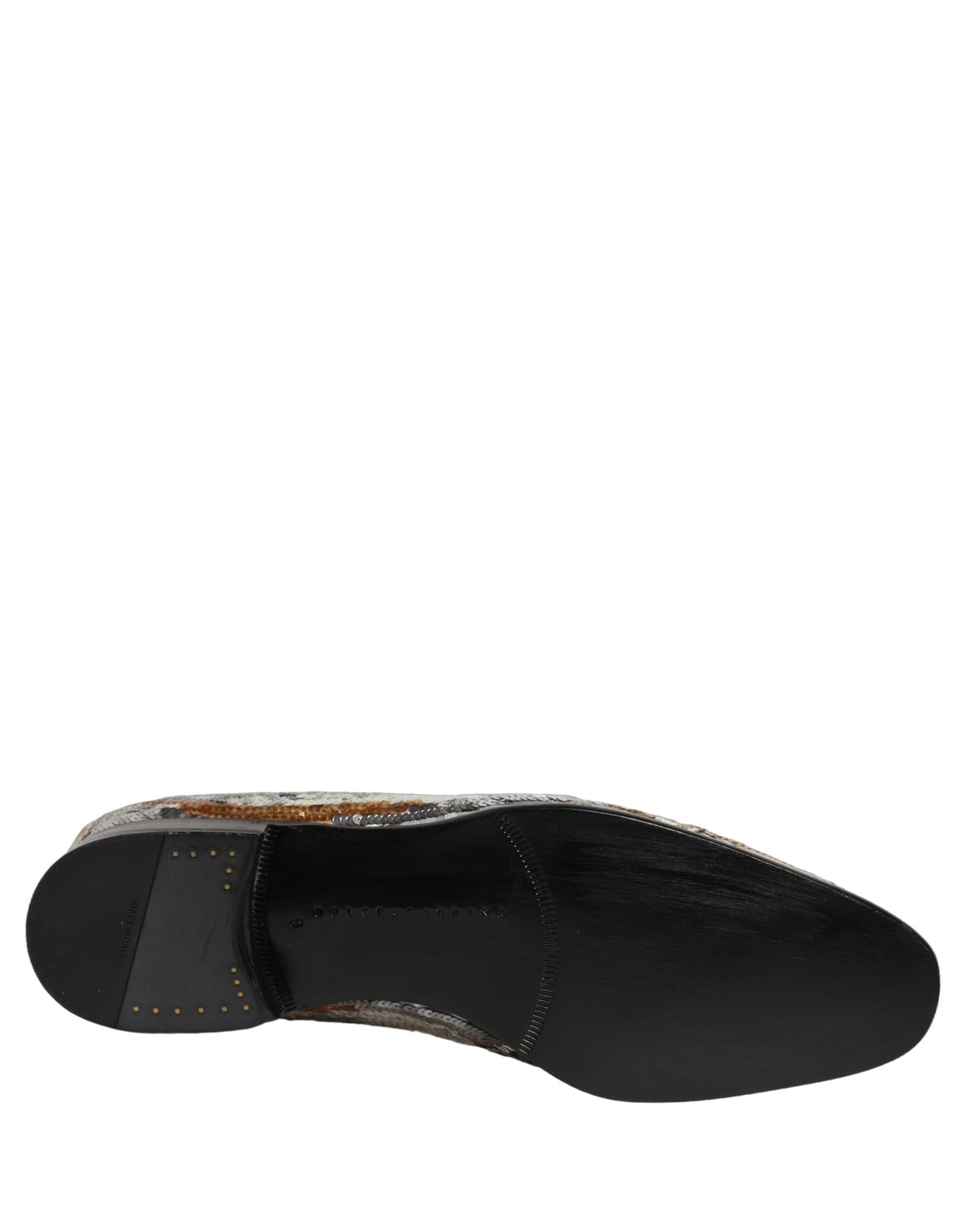 Mocassins à enfiler pailletés en or blanc Dolce & Gabbana