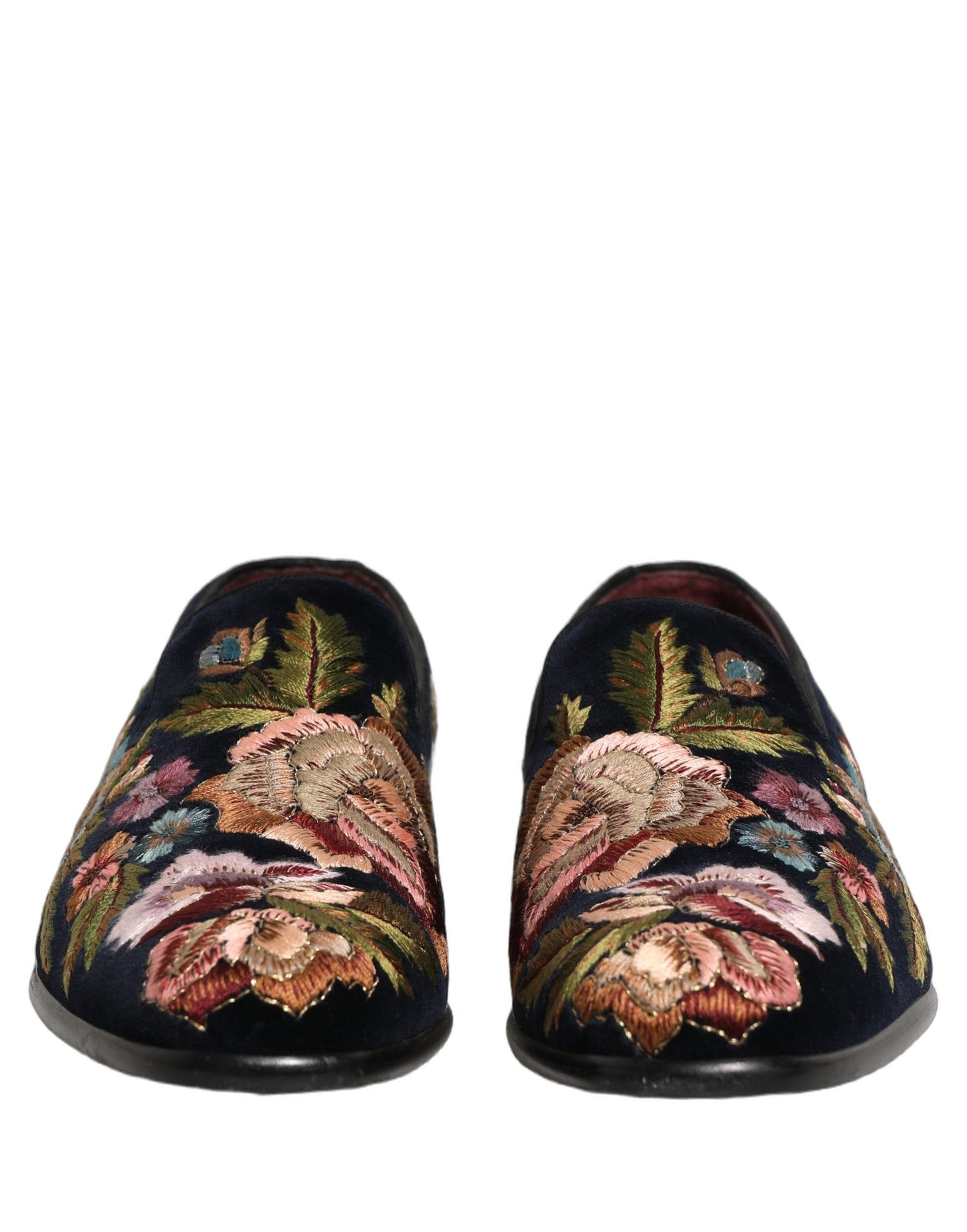 Zapatos Loafers Dolce & Gabbana de terciopelo negro con bordado floral
