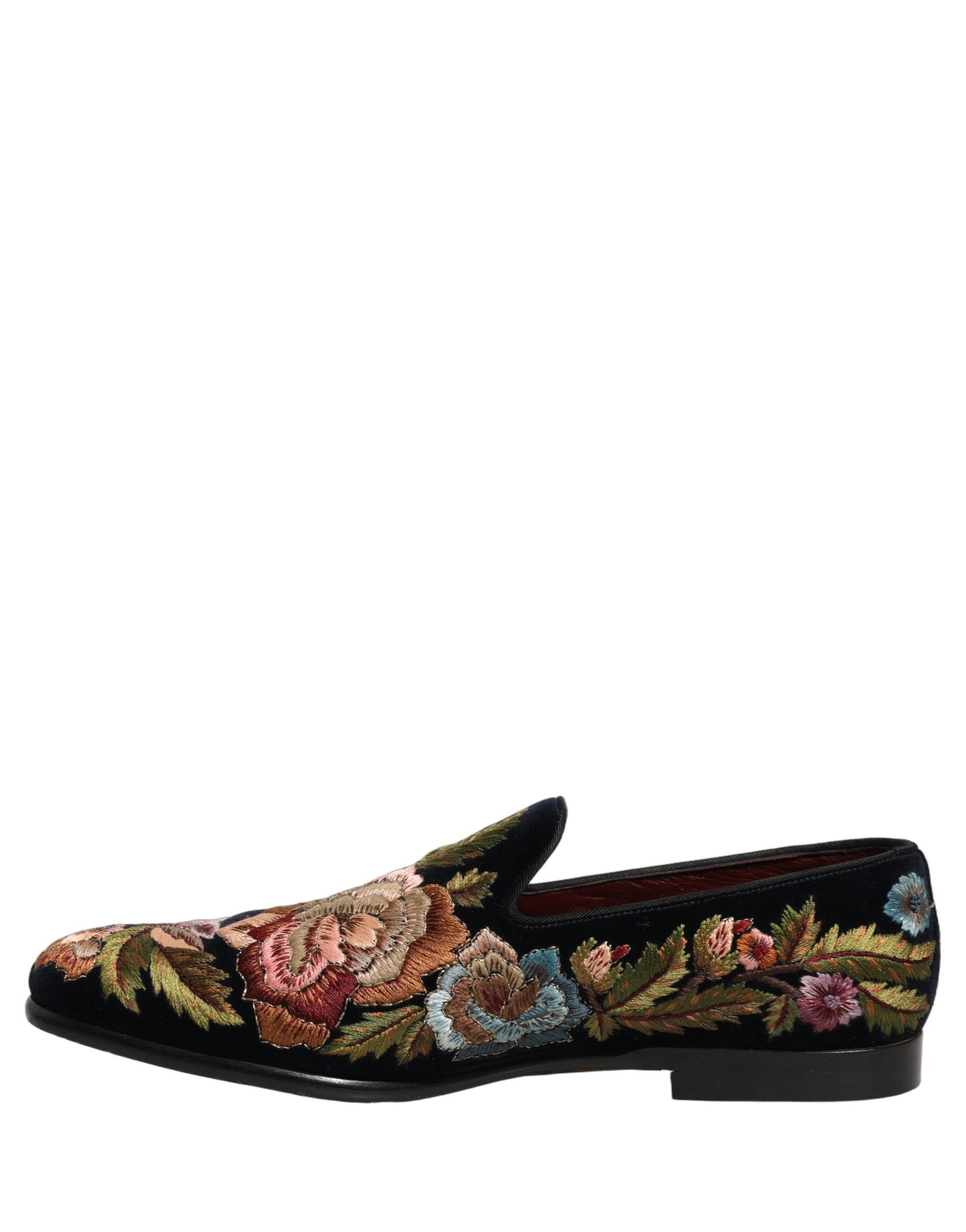 Zapatos Loafers Dolce & Gabbana de terciopelo negro con bordado floral