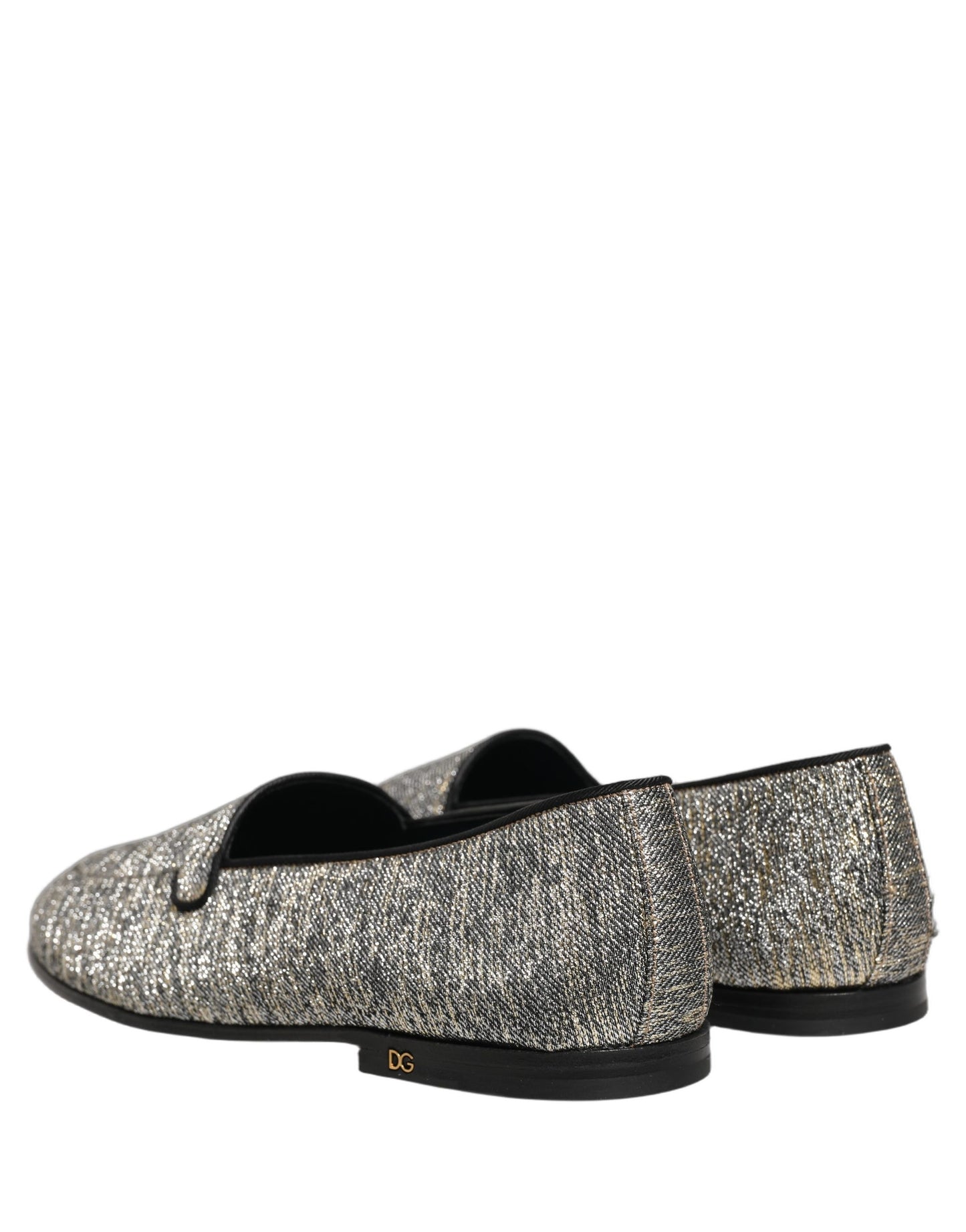 Chaussures Loafers Dolce & Gabbana Grises Pailletées Lurex Logo DG